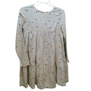 Mini Boden 11/12Y Cream Polka Dot Tiered Cotton Lined Dress
